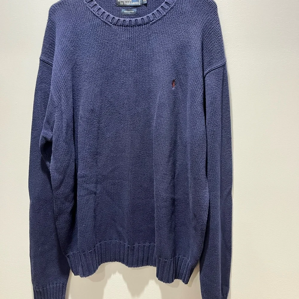 Vintage‎ Polo Ralph Lauren knit sweater Mens Large Navy Blue. Size XL